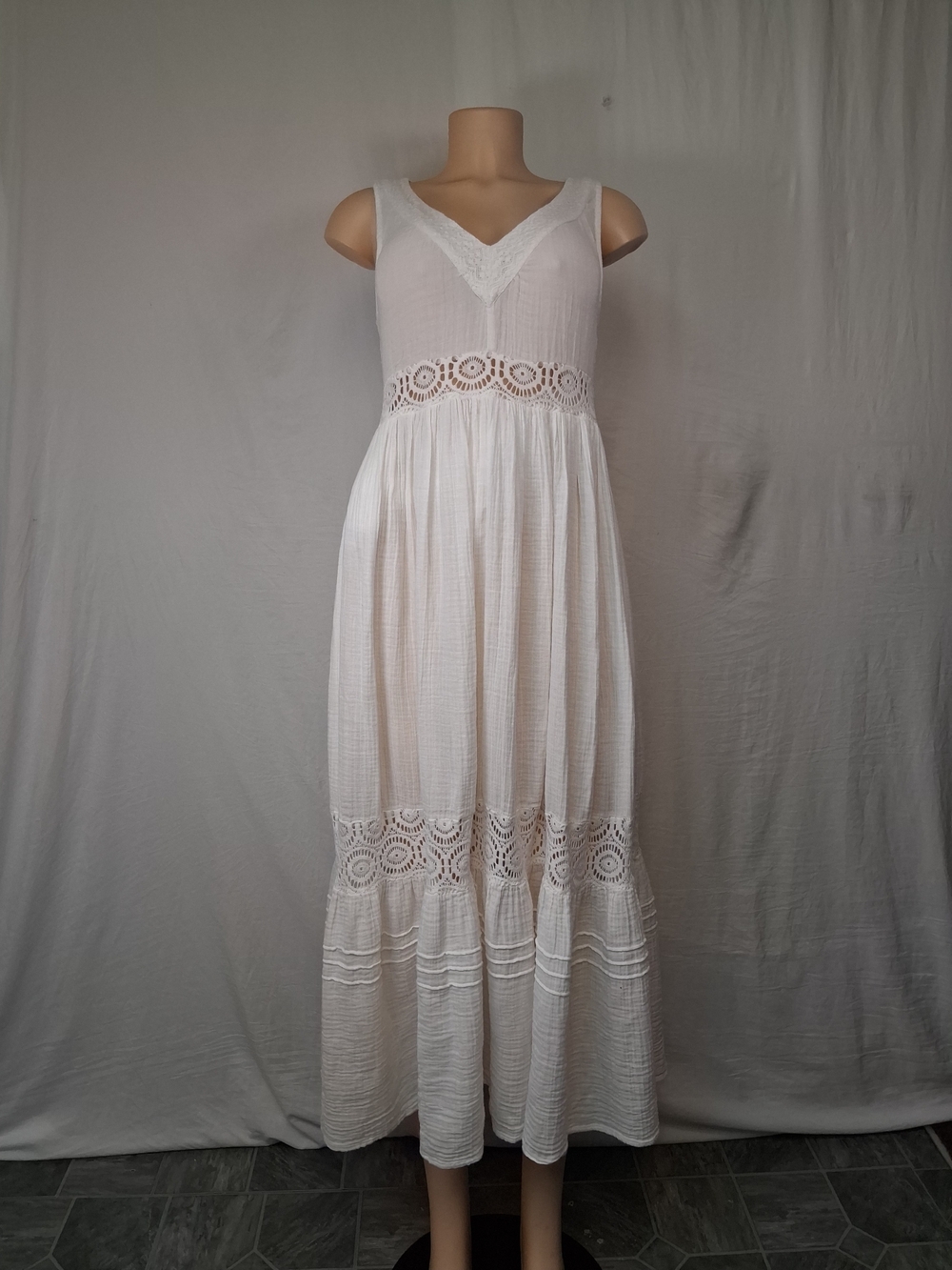 Sanctuary White Lace-Trim Midi Dress XS - Picture 3 of 16